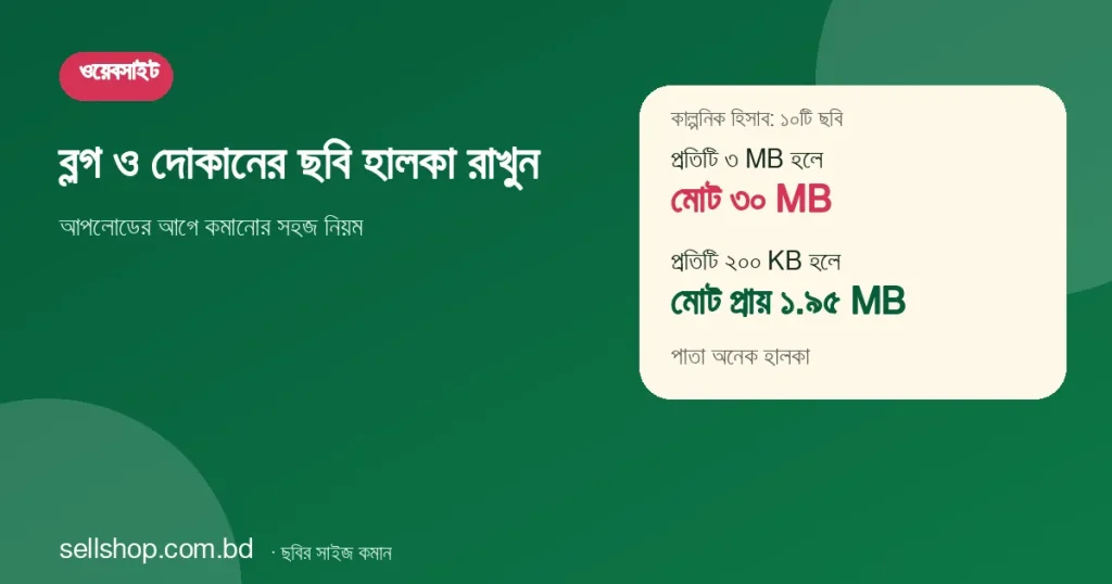 দশটি ছবি ৩ MB ও ২০০ KB হলে মোট ওজনের কাল্পনিক তুলনা