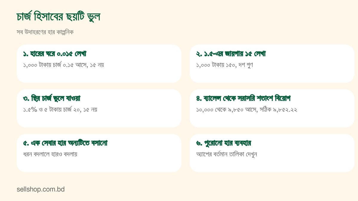 চার্জ হিসাবের ছয়টি সাধারণ ভুলের তালিকা