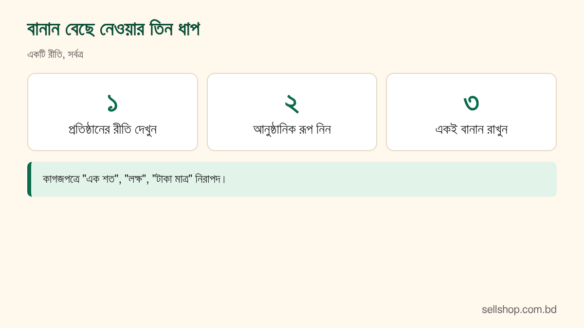 একটি বানান বেছে সব জায়গায় একই রাখার তিন ধাপ
