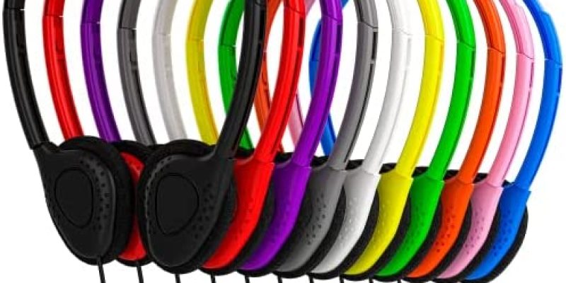 50 Pack Multi Coloration Child’s Wired Microphone On Ear Headphones